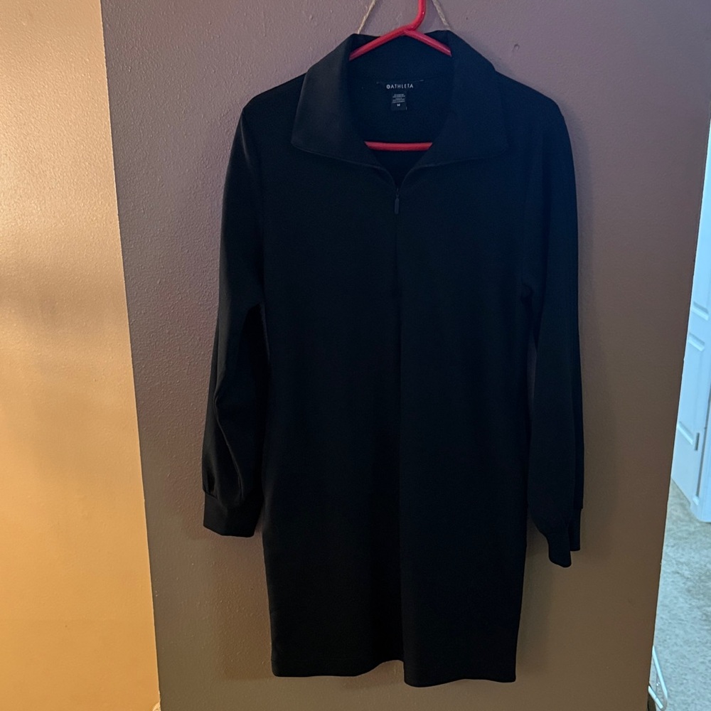 NWOT Athleta Allure Black Collared Long Sleeve Dress